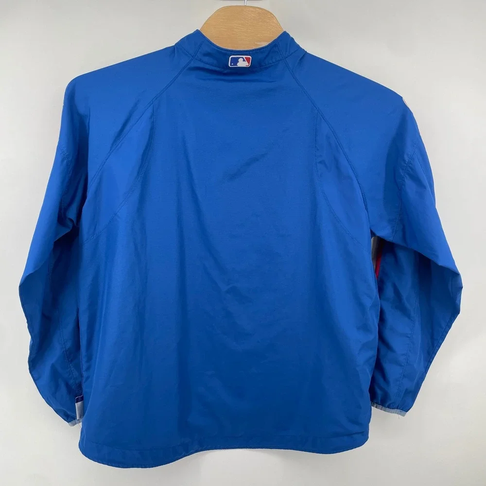 Majestic Chicago Cubs Pullover Mens Large Blue 1/4 Zip Windbreaker MLB Authentic